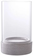 Hurricane gyertyatartó, kerámia/üveg, szürke 16x25,5 cm