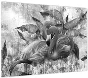 Üveg kép - Flamingók graffiti (70x50 cm)