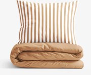 Goldea pamut ágyneműhuzat duo - csíkos, őszi barna hátoldal 240 x 220 és 2db 70 x 90 cm