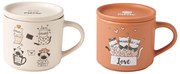 Narancssárga-bézs porcelán bögre szett 2 db-os 350 ml Cats – Brandani