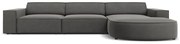Szürke bársony sarokkanapé (jobb oldali) Jodie - Micadoni Home