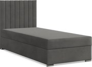 Agen egyszemélyes ágy, bársony, ágyneműtartóval, sötétszürke