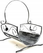 Tűzifa kosár kandallóhoz DK865 ezüst fém dekoratív kosár