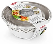 STEFANPLAST Műanyag tál Tosca, fehér/világosszürke 3 darabos készlet fedővel