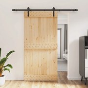 Tömör fenyőfa tolóajtó fémszerelékszettel 100 x 210 cm