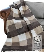 Pamut-akril takaró 150x200 bézs barna kockás minta 1229-1