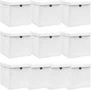 vidaXL 10 db fehér szövet tárolódoboz fedéllel 32 x 32 x 32 cm