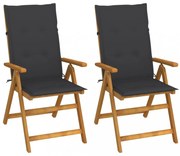 2 db dönthető tömör akácfa kerti szék párnákkal
