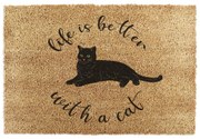 Kókuszrost lábtörlő 40x60 cm Life Is Better With a Cat – Artsy Doormats