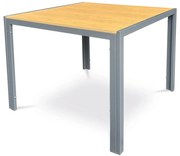 Kerti asztal 90x90x73 cm., polywood asztallap tölgy dekorral, szürke fém szerkezettel