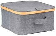 Tárolódoboz G21 30 x 30 x 15 cm, bambusz fedéllel, szürke