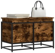 füstös tölgy színű szerelt fa tárolóláda fedéllel 80x40x51,5 cm