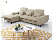 ALTA balos kivitelű, ággyá nyitható L-alakú kárpitozott sarokülőgarnitúra tárolóval, bézs