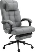 Vinsetto Ergonomikus Irodai Szék Dönthető Funkcióval, Fejtámlával, Karfával, Magasságban Állítható Forgószék Lábpihenővel, Vászon Hatású Világosszürke