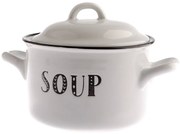 Soup fehér kerámia edény fedővel, 700 ml - Dakls