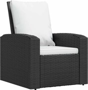vidaXL fekete polyrattan dönthető kerti szék párnával