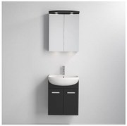 Vang fürdőszobaszekrény mosdóval + LED tükörszekrény 230V IP44 fekete