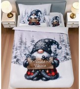 3 részes ágyneműgarnitúra Polycotton Gnome fekete 200x140cm+90x70cm TiaHome