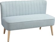 HOMCOM 2 Személyes Szövetkanapé - Retro Stílusú, Kárpitozott Kanapé Fa Kerettel, Világos Zöld 117 x 56,5 x 77 cm | Aosom