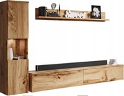 Nappali Bútor Szett Vitrin Polc Akasztós Bútorlap Wotan Tölgy Páris