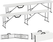 Outsunny 2 részes Sörpad Beülő Sörsátor Pad Összecsukható Pad 8 fő részére 182cm-es Összecsukható Partypad Fogantyúval, Fém lábak, HDPE Időjárásálló K