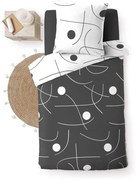 Fehér-sötétszürke egyszemélyes mikroszálas ágyneműhuzat 140x200 cm Sonate – douceur d'intérieur