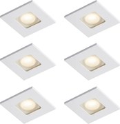 6 darabos modern, süllyesztett, négyszögletes, fehér színű IP44-es spotlámpa szett - Qure