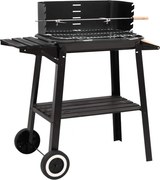 vidaXL fekete acél faszenes BBQ grillező kerekekkel