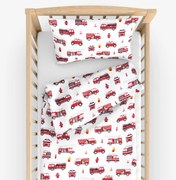 Goldea gyerek pamut ágyneműhuzat kiságyba - tűzoltóautók 90 x 120 és 40 x 60 cm