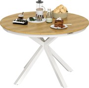 Outsunny Kerti Asztal Ø118cm, Időjárásálló Alumínium Erkély Asztal Keresztlábakkal, Toldalék Rácsmintás Kültéri Étkező Asztal, Kemping Asztal, Kerek T