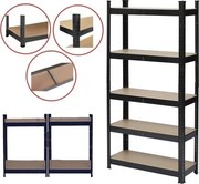 Nagy teherbírású polc 180x90x30 cm 175 kg fekete