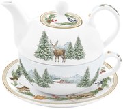 Karácsonyi egyszemélyes teás készlet White Forest díszdobozban