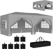Outsunny Pavilon kb. 3x6m, vízálló stabil télen is használható gyorsan felállítható összecsukható pavilon, UV védelem 50+, összecsukható parti sátor k