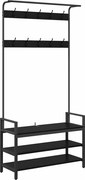 vidaXL Kabáthorog polcokkal Fekete tölgy 95 x 34 x 184 cm Faanyag