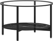 vidaXL fekete-fekete márvány edzett üveg dohányzóasztal 70 cm