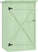 Outsunny fa kerti tároló 75 x 56 x 115 cm – 3 polc, zárható ajtó, bitumenes tető – zöld | Aosom