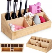 Bambusz rendszerező doboz Kozmetikai tároló Akcesoria sminkeléshez
