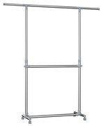 JASON dupla ruhatartó állvány, 93x49x113-198cm, ezüst SongmicsHome