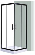 Spirit Clear 90x90 cm szögletes zuhanykabin, zuhanytálcával fekete
