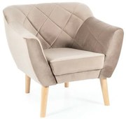 Karo 1 bársony fotel bézs bükkfa