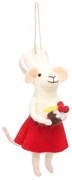 Gyapjú kézzel készített karácsonyfadísz 14 cm Mary Baker Mouse – Sass &amp; Belle