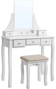 Fésülködő asztal készlet keret nélküli tükörrel 80 x 40 x 137,5 cm, fehér OUTLET