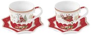 Karácsonyi télapós porcelán eszpresszó csésze szett díszdobozban Christmas Memories