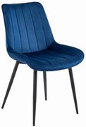 Kék bársony szék SOSA fekete lábakkal