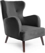 Sötétszürke bársony füles fotel Noemye – Bonami Selection