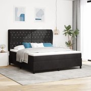 Boxspring Ágy Matrac Fekete 180x200 cm Bársony