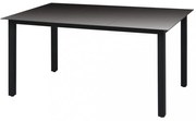 fekete alumínium és üveg kerti asztal 150 x 90 x 74 cm
