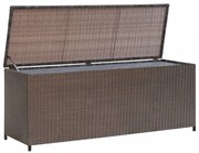 barna polyrattan kerti tárolóláda 120 x 50 x 60 cm