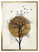 A tree on a background of a golden sun kép