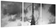 Kép - Az Eiffel-torony és a piros autó (órával) (90x30 cm)